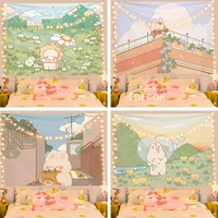 small fresh home tapestry cartoon cute little rabbit bedside hanging cloth background cloth dormitory bedroom decoration cloth