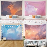 laeacco pink blue sky clouds tapestry wall hanging kawaii dreamy decor blanket for home deco living room bedroom background