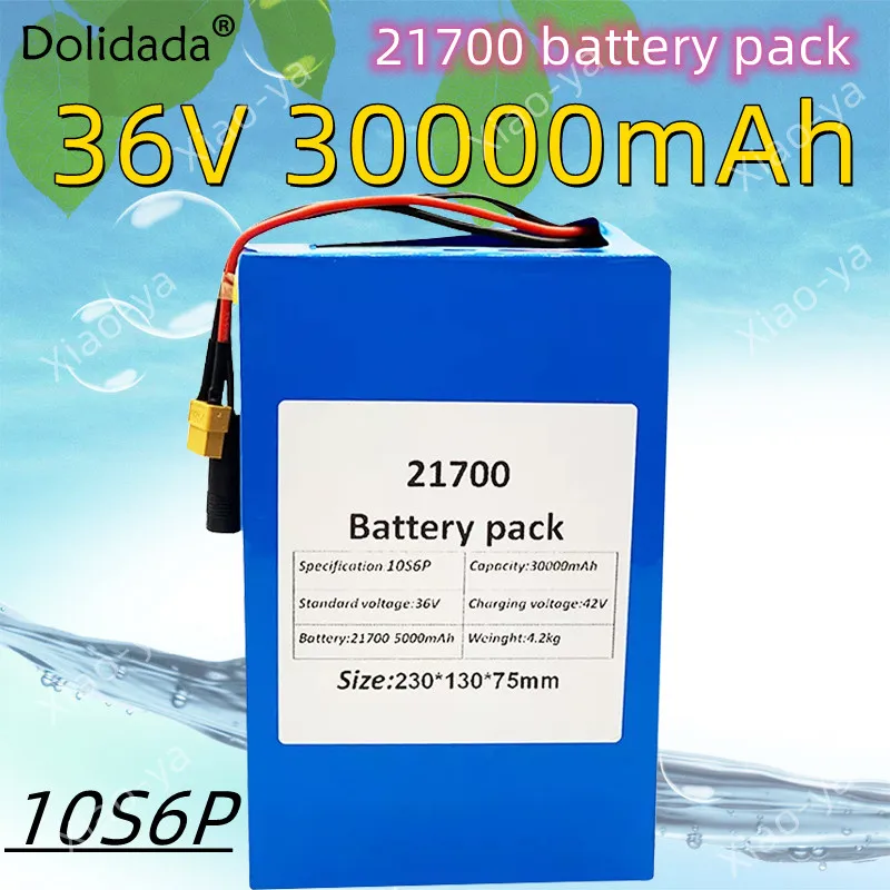 

36V 30ah 21700 Li-ion 10S6P Electric Bicycle Battery 36V 30000mAh 1000W Lithium Battery Built-in 20A BMS Electric Bikes Motor