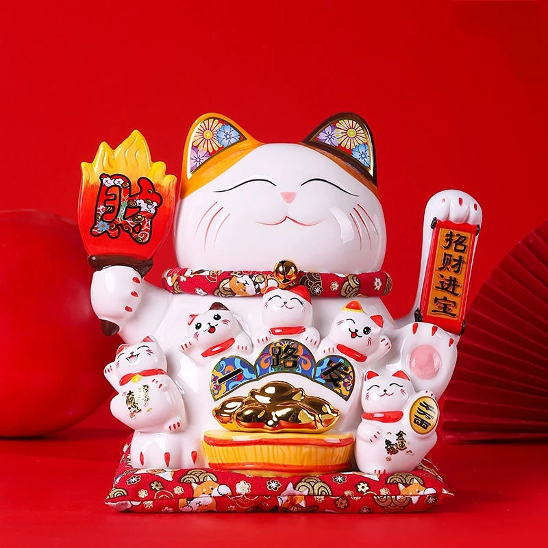 

10-дюймовый большой орнамент Lucky Cat открытие магазина электрическая встряхивающая рука большой Японский керамический креативный подарок ка...