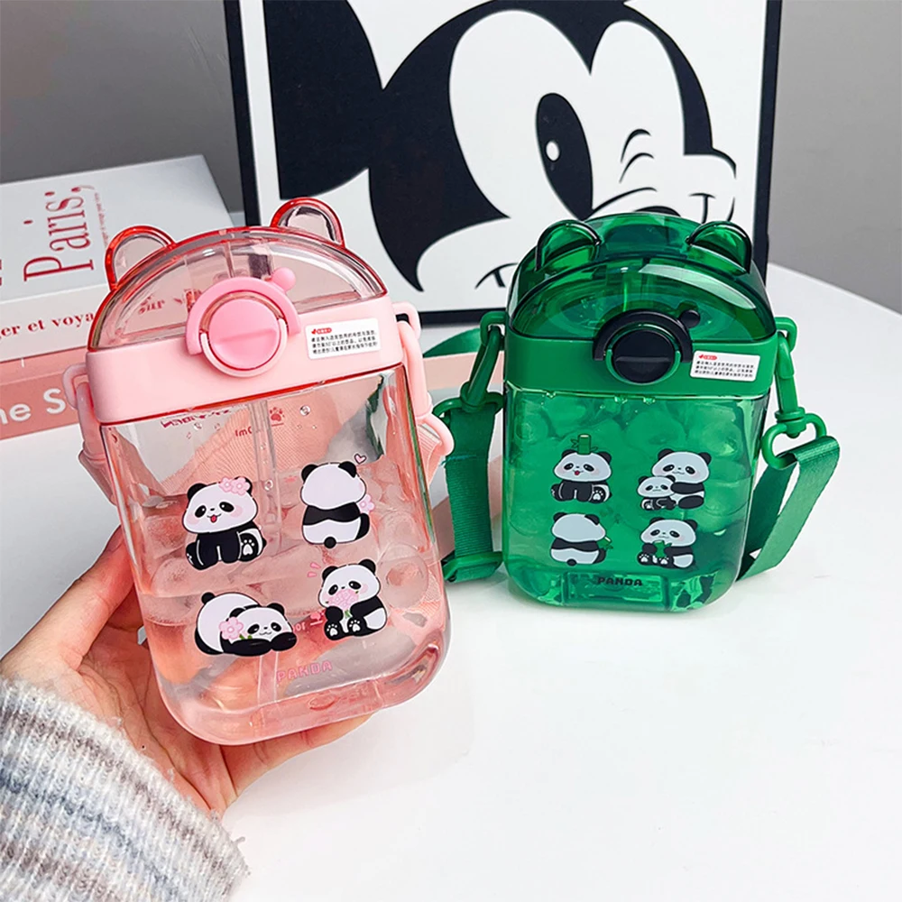 470 мл детская бутылка для воды с пандой герметичная чашка соломинкой крутая