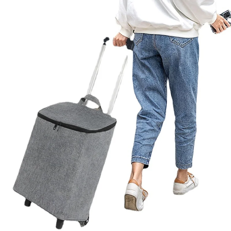 

Retractable Aluminum Alloy Fresh-Keeping Shopping Cart Luggage Portable