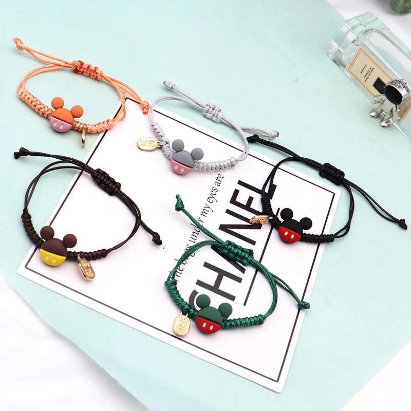 

Disney animation Mickey Mouse toy gift hand-woven cartoon Mickey bracelet candy color Minnie strings children birthday toy gift