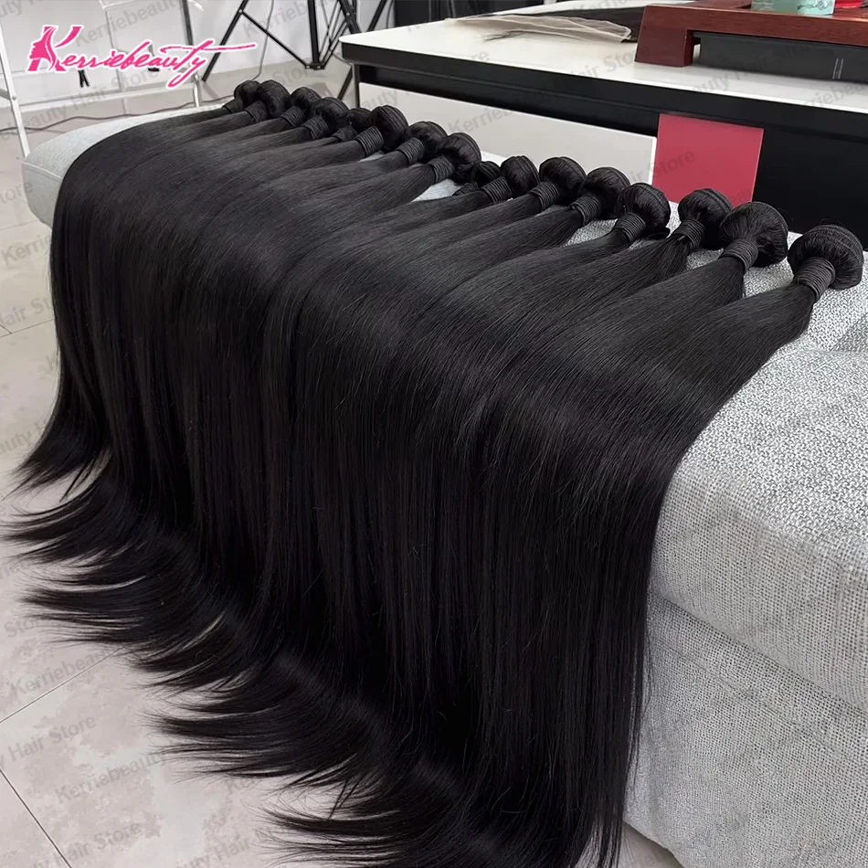 12A 30 34 40 Inch Bone Straight Human Hair Bundle Natural Black 3 4 5 Bundles Remy Unprocessed Virgin Raw Human Hair Extensions