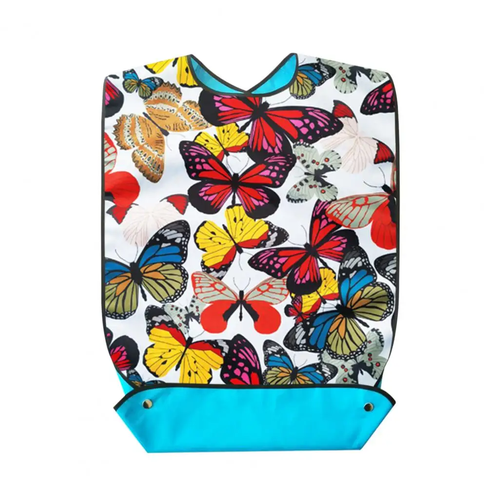 

Adjustable Button Bib for Adults Waterproof Adult Bibs with Crumb Catcher Elegant Washable Senior Bibs for Eating for Women