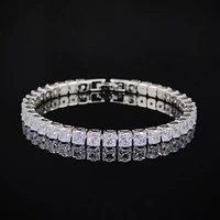 2022 new 18cm square princess silver color tennis bracelet bangle on hand for women anniversary gift jewelry wholesale s7207