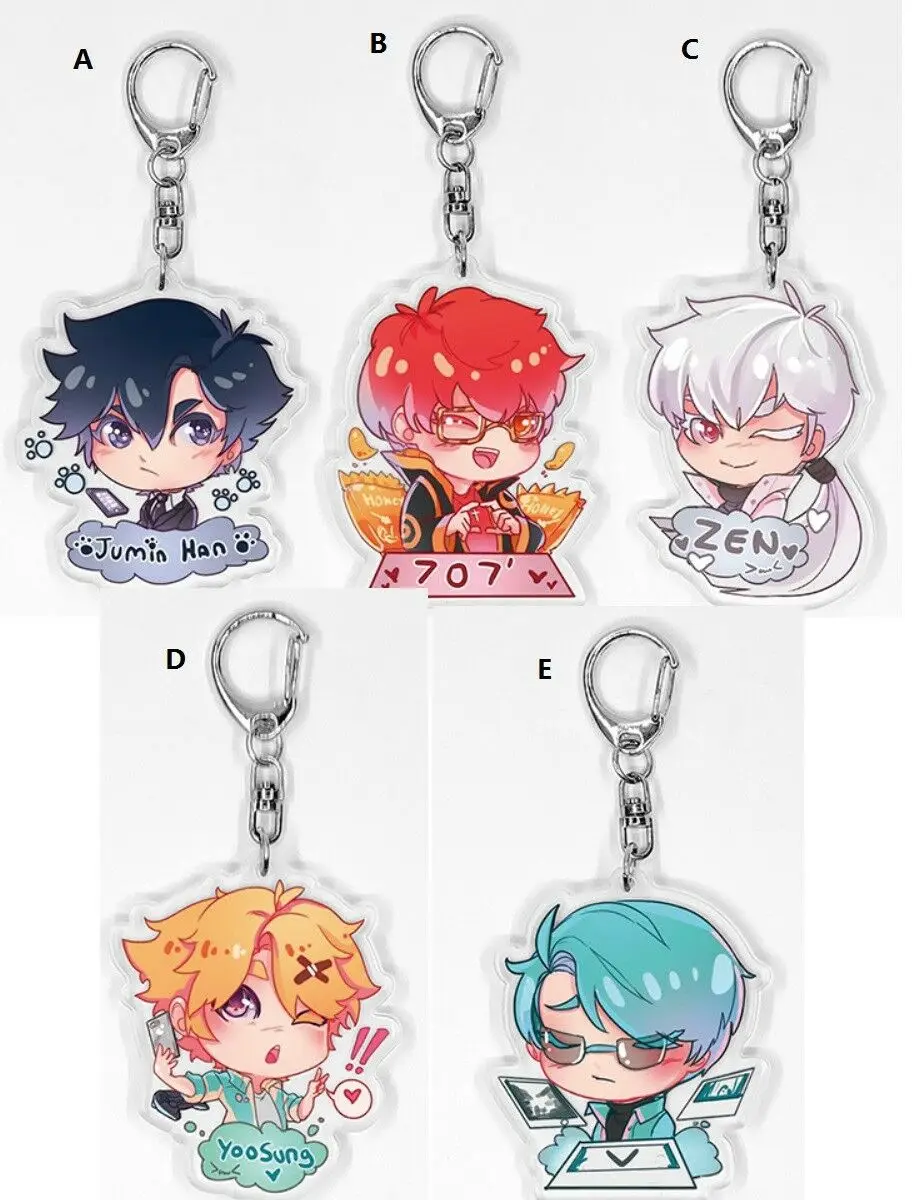 

Mystic Messenger Jumin Yoosung 707 Zen V Acrylic Keychain Strap Figure Cute New