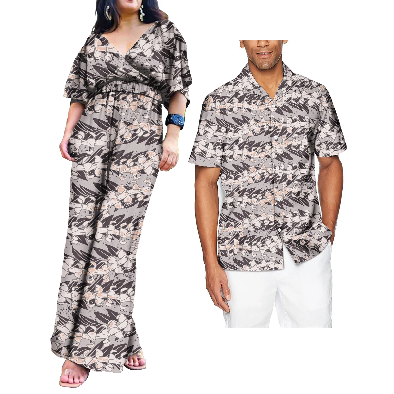 Plus Size Polynesian Tribal Design Puletasi one piece jumpsuit &amp Men Hawaiian Shirt Elegant Casual Women Clothing Lady