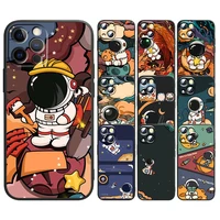 star astronaut cute for apple iphone 13 12 mini 11 xs pro max x xr 8 7 6 plus se 2020 5 black soft tpu capa phone case