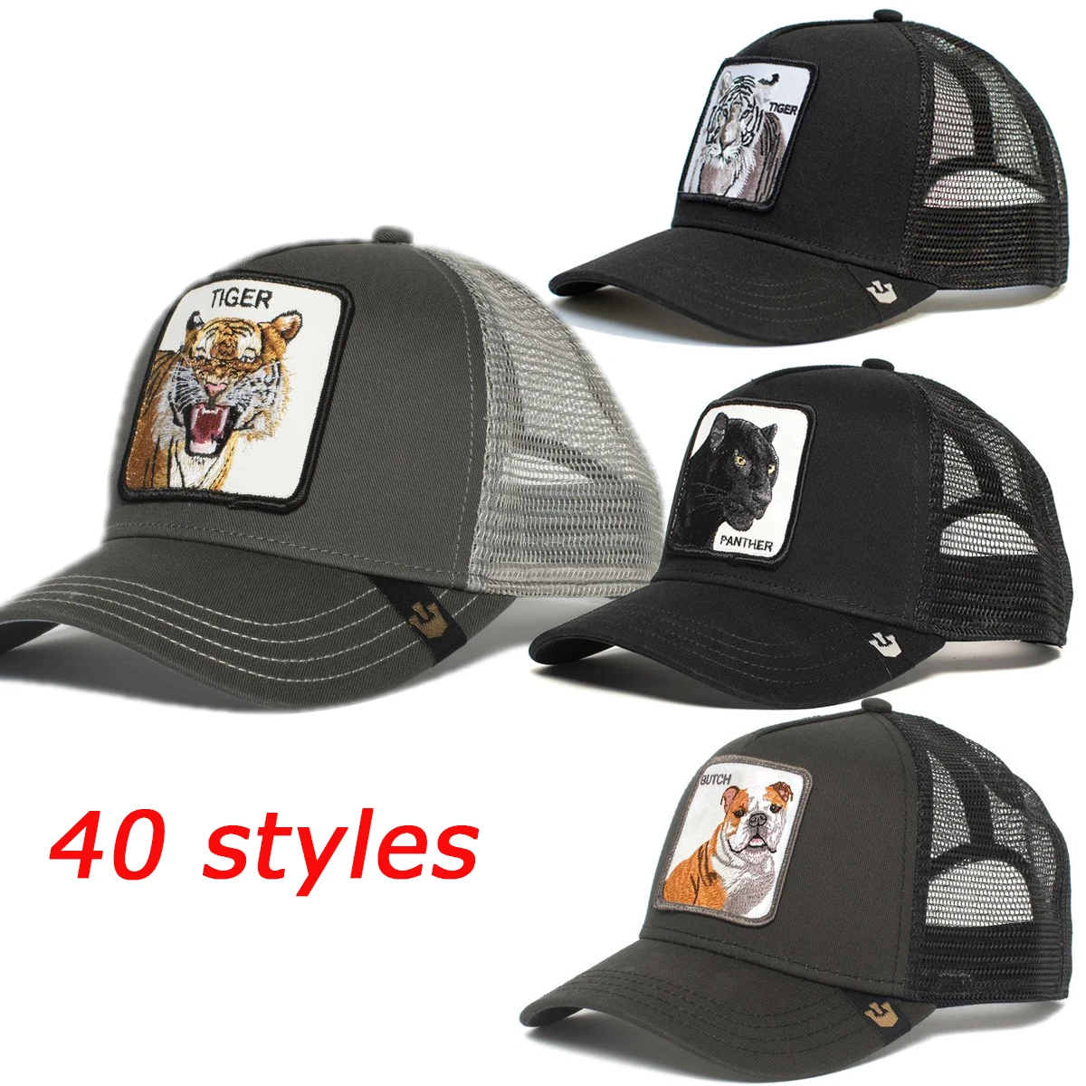 

40 Animals Baseball Mesh Caps Summer Cotton Cap Snapback Cute Hip Hop High Quality Brand Letter Embroidered Men's Casual Caps