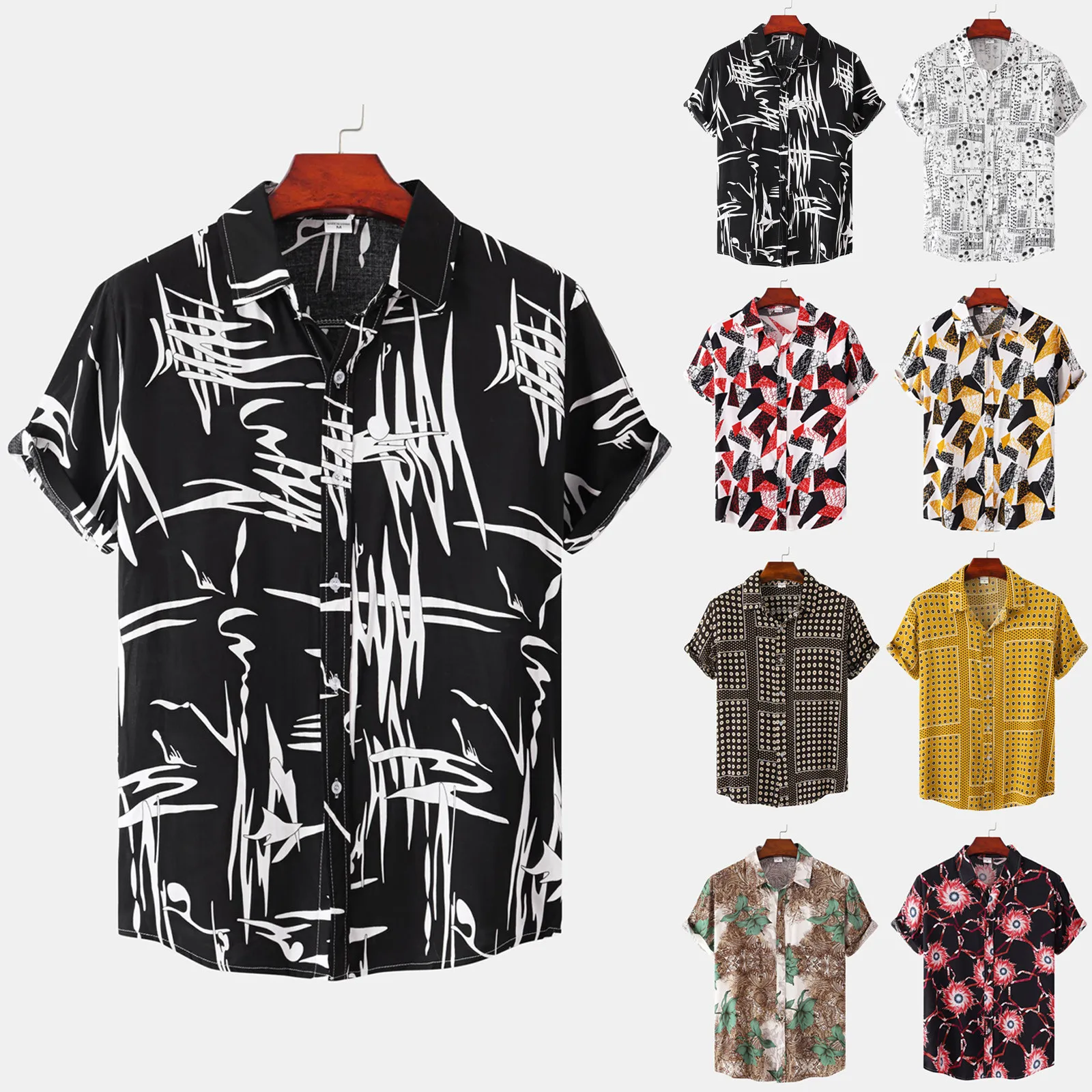 

Summer Men's Vacation Shirts Casual Hawaiian Style Short Sleeve Printed Breathable Comfortable Beach Shirt Camisa Masculina#g3