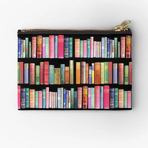 

Bookworms Delight Antique Book Library Zipper Pouches Women Coin Small Panties Pocket Wallet Bag Underwear Storage Money Men