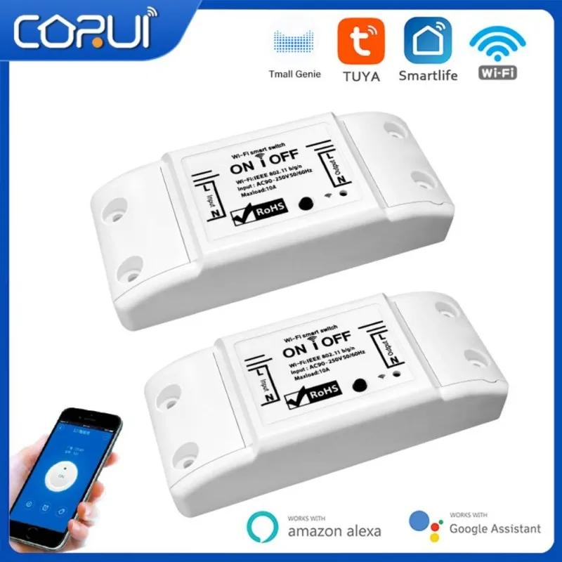 

CORUI WiFi Smart Switch Breaker Interruptor Wifi Inteligente Tuya/Smart Life APP Wireless Remote Control Work With Alexa Google