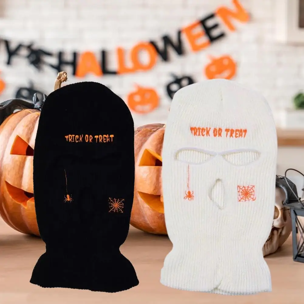 

Halloween Hat Reusable Halloween Knit Cap Unisex Dress Up Trendy Halloween Spider-shaped Embroidery Winter Knit Cap Beanies