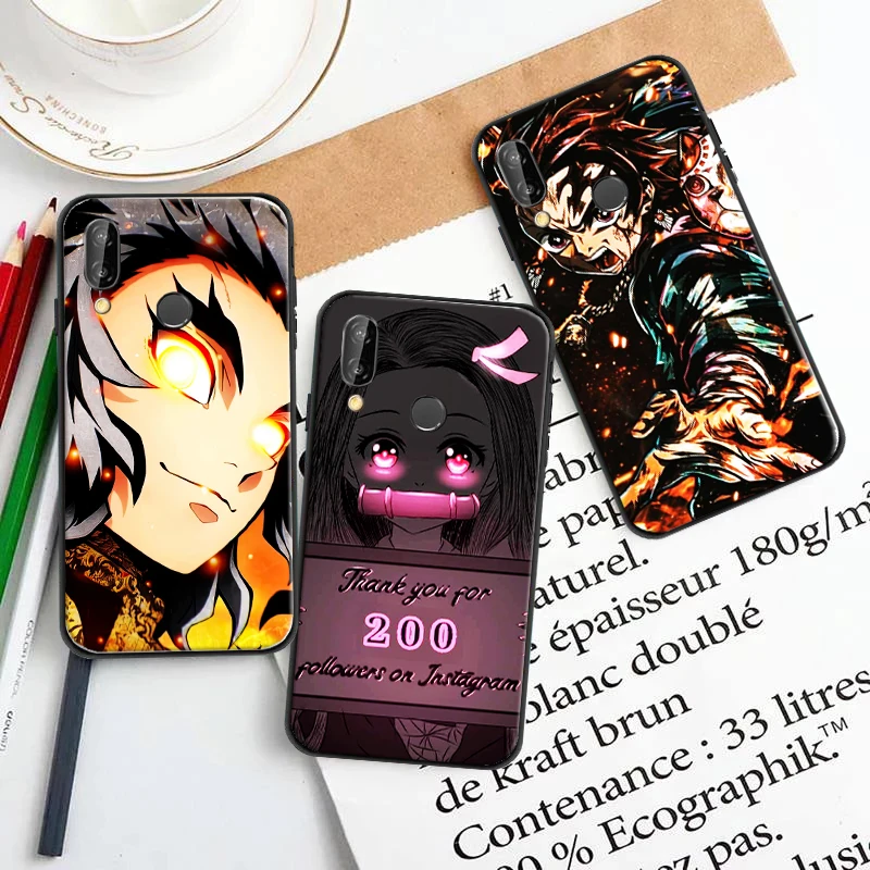 

Japan Anime Demon Slayer Kamado Tanjirou Nezuko Phone Case For Huawei P Smart Z 2019 2021 P20 Lite P30 P40 P40 Lite Pro Cover