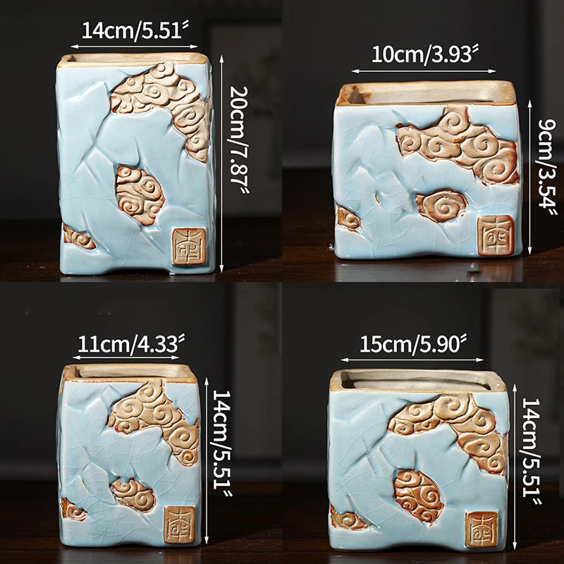 Корейский ледяной треснутый глазурь керамический высокий цветочный горшок