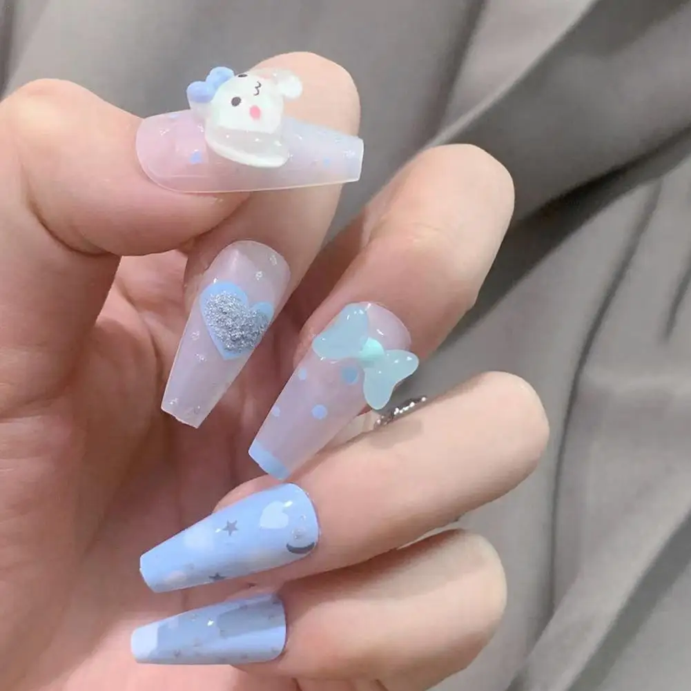 

24Pcs/bag Bow Lovely Girl Nail Art Wearable Press On Fake Nails Tips Ballet French Nail Fake Nail Decor Full Cover Art Tips