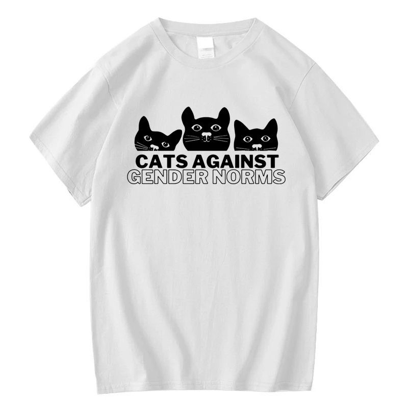 

XIN YI Men's High Quality T-shirt 100% Cotton Funny 3 black cats Print Summer Loose Short Sleeve For Men T-Shirt Male Tops Tees