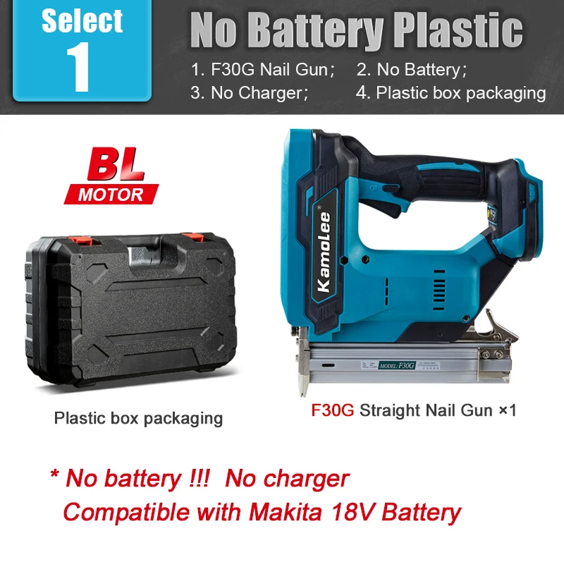 

Безщеточный фонарь Kamolee F30G для электрических гвоздей, фонарь для деревообработки, литиевый, совместимый с батареей Makita 18 в