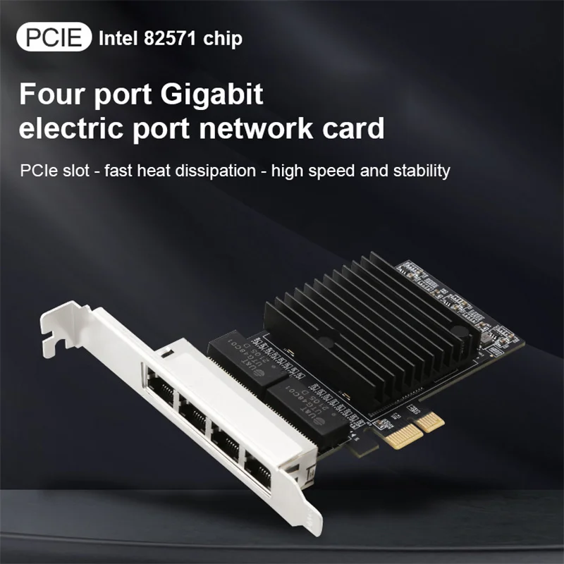4 Ports Gigabit Wifi Adapter Network Card PCIe Intel 82571 Chip Ethernet Pci-e RJ45 10/100/1000Mbps for Desktop