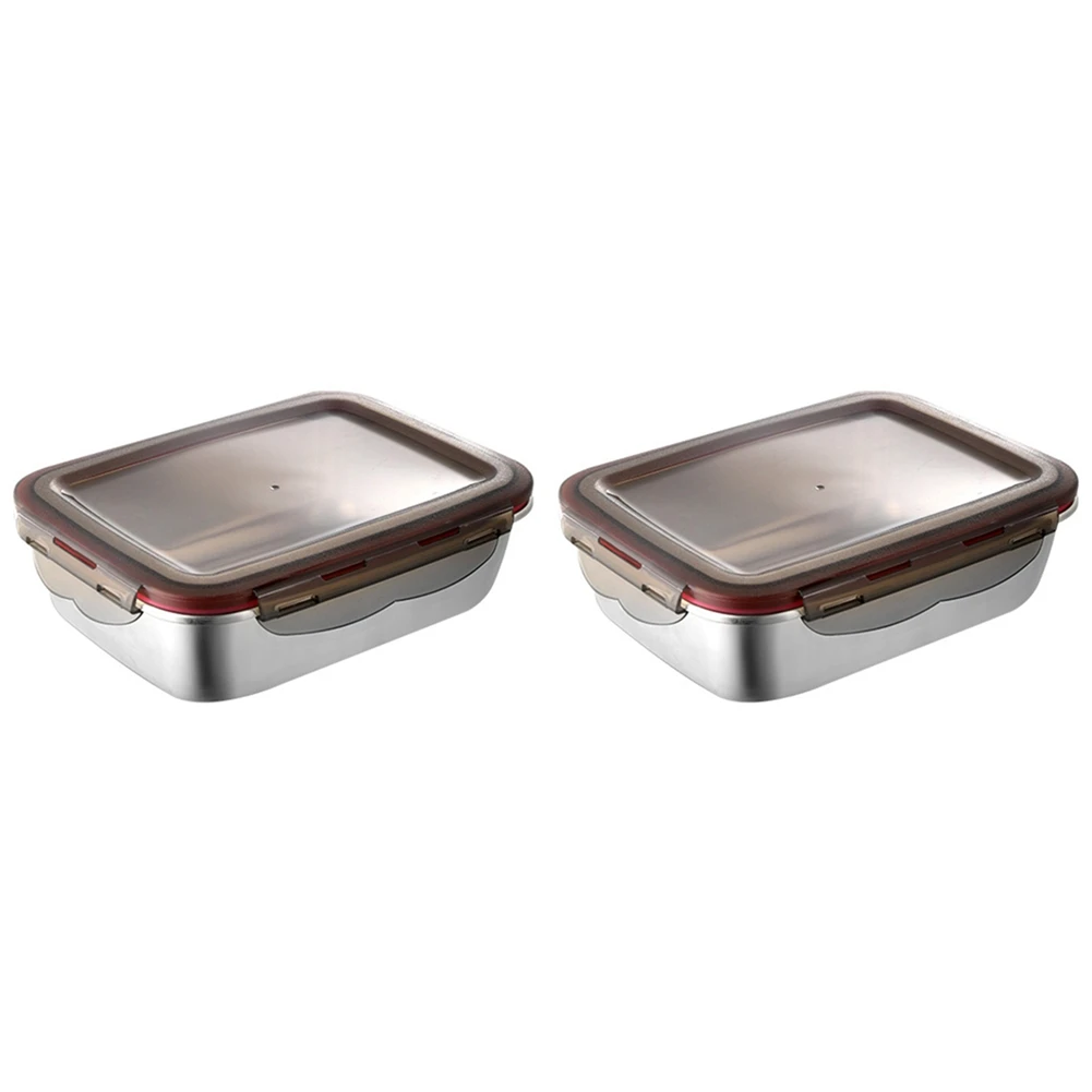 

2X 220Ml Stainless Steel Lunch Box Sealed Food Fresh-Keeping Boxes Office Bento Container Lunch Container