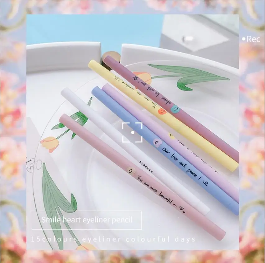 

FLORTTE Smile Heart Eyeliner Pencil Gel Colorful Waterproof Long-lasting Non-smudging Eye Pencil Makeup Women Beauty Cosmetics