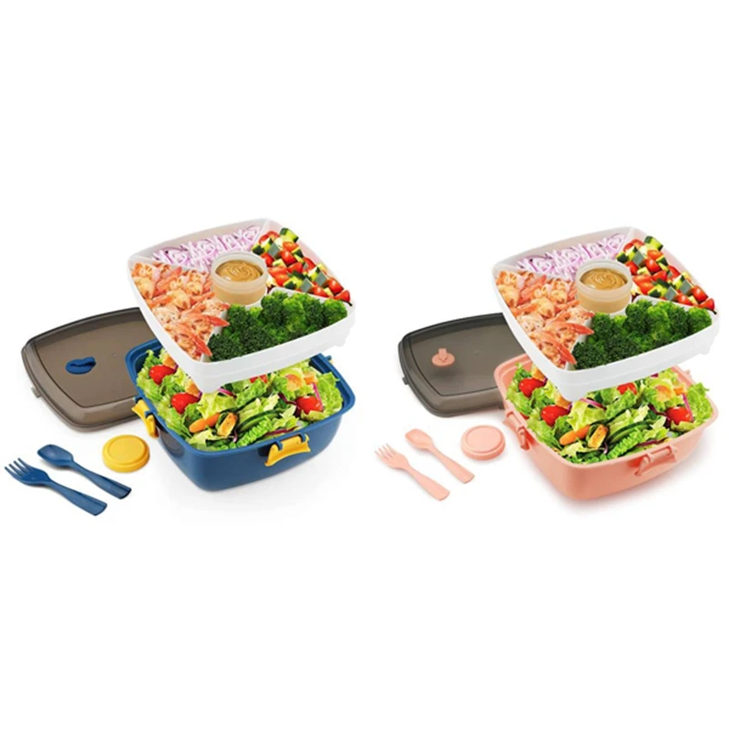 

Качественный ланч-контейнер для салата, миска для салата с подставкой в 5 стилях, ложка-вилка многоразовая и искусственная