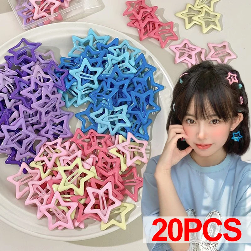 

10/20 шт. Y2K Красочные Звезды BB заколки для волос женские милые Металлические Бриллианты для детей Блестящий головной убор ювелирные аксессуары
