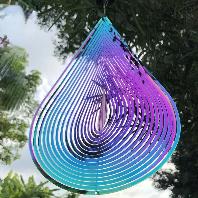 

Metal Wind Spinner Bell Stainless Steel Wind Chime Creative 3D Pattern Hanging Decoration Terrace Garden Home Balcony