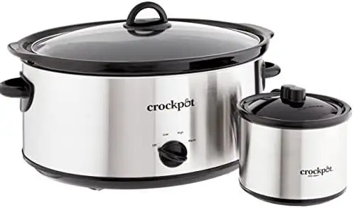 

8 Quart Slow Cooker with Small Mini 16 Ounce Portable Food Warmer, Kitchen Appliance Bundles, Stainless Steel