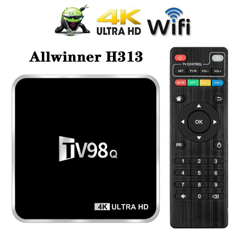 2 ГБ + 16 4K H.265 H313 Android 12 1 ТВ-приставка 4G Wi-Fi телеприставка TV98 медиаплеер простая в