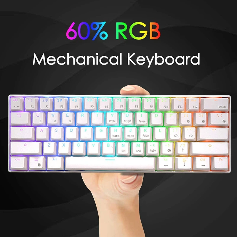 Проводная Механическая игровая клавиатура RK ROYAL KLUDGE RK61 60% ультракомпактная белая