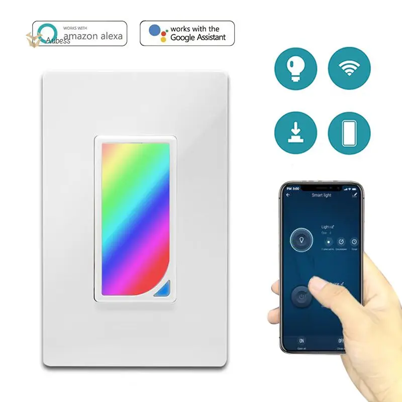 

Цвета RGBW Smart WiFi Scene светильник переключатель US дистанционное управление и Таймер обратный отсчет работает с ассистентом Alexa и IFTTT