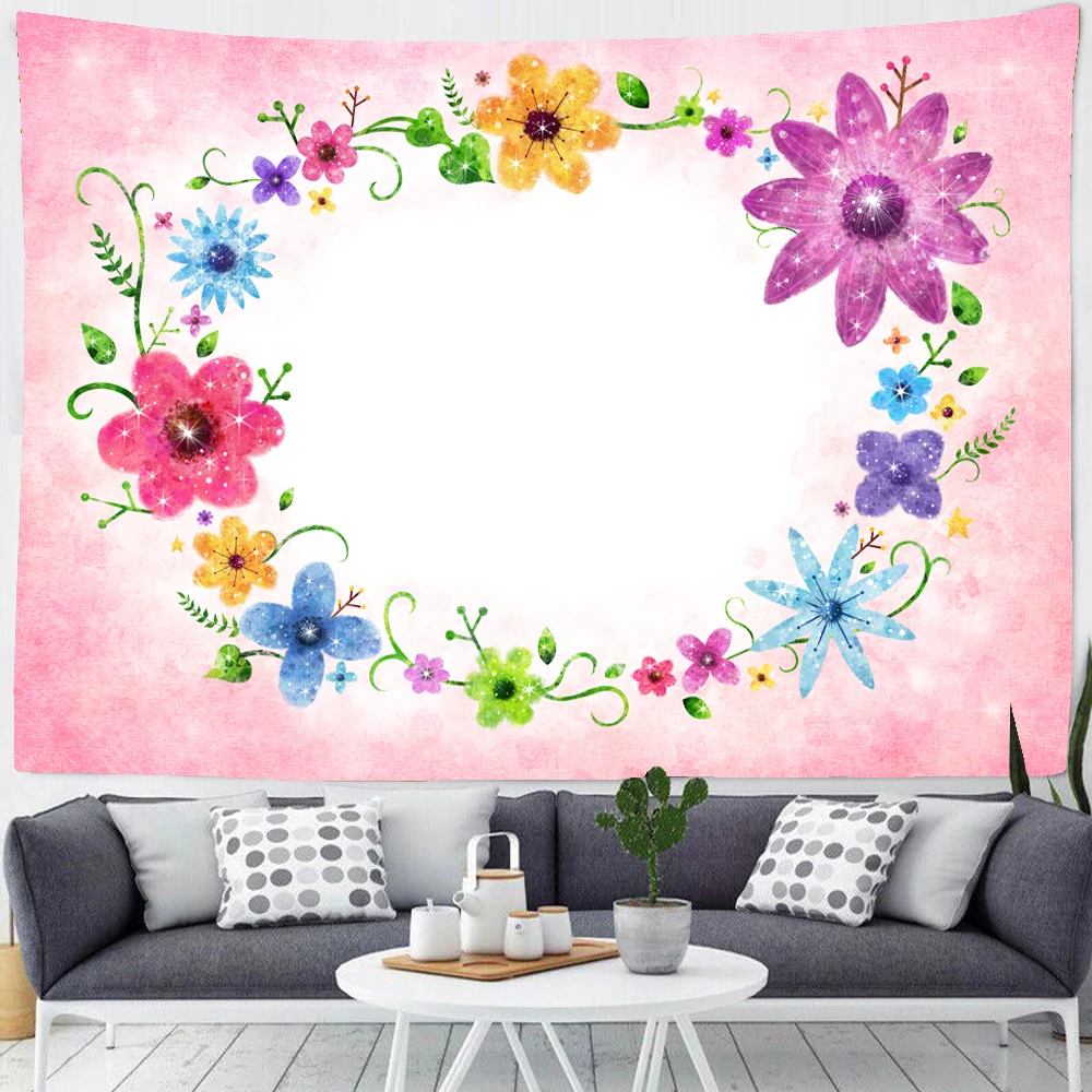 

Colorful Floral Tapestry Bohemian Flower Botanical Hippie INS Wall Hanging Bedroom Bedspread Beach Mat Carpet Decoration
