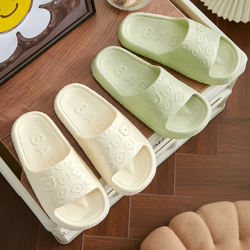 Cute Bear Home Slippers for Womens Summer Indoor Lovely Cartoon  Sandals Ladies Couples Bedroom Non-slips Men Shoes Slides