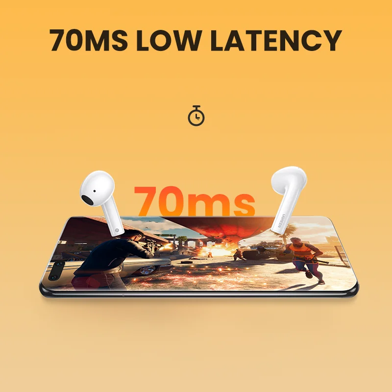 UGREEN TWS Wireless Bluetooth 5.2 Earphones True Wireless Stereo Earbuds USB-C Charging 70ms Low Latency Phone Bluetooth Headset