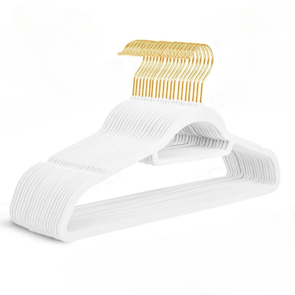 Бархатные вешалки для костюмов с поворотным золотым крючком на 360 ° Нескользящие