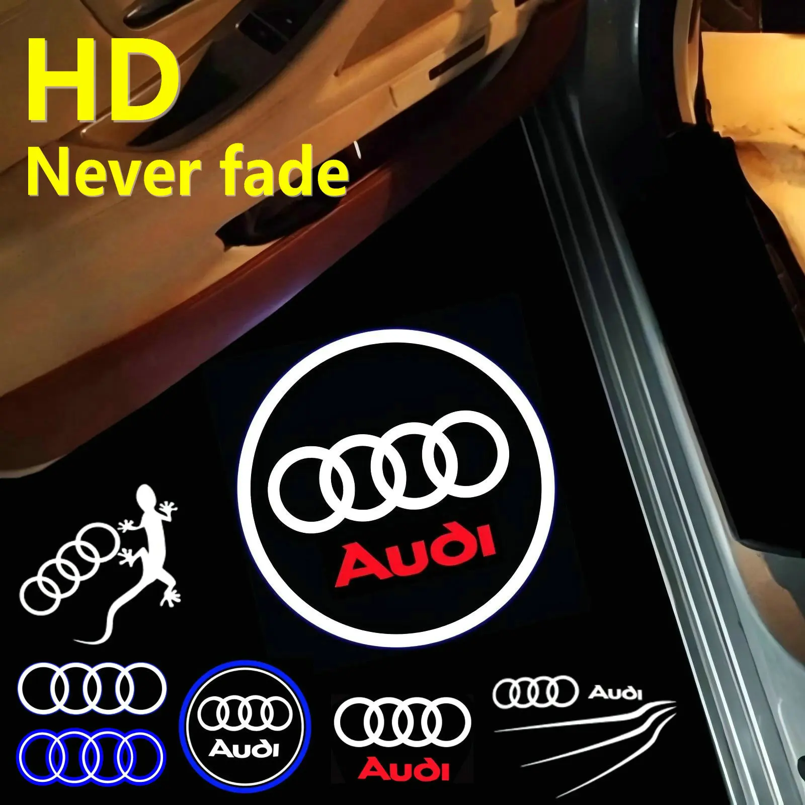 2024 Дверь автомобиля Лампа приветствия Светодиодный логотип HD проектора для Audi S