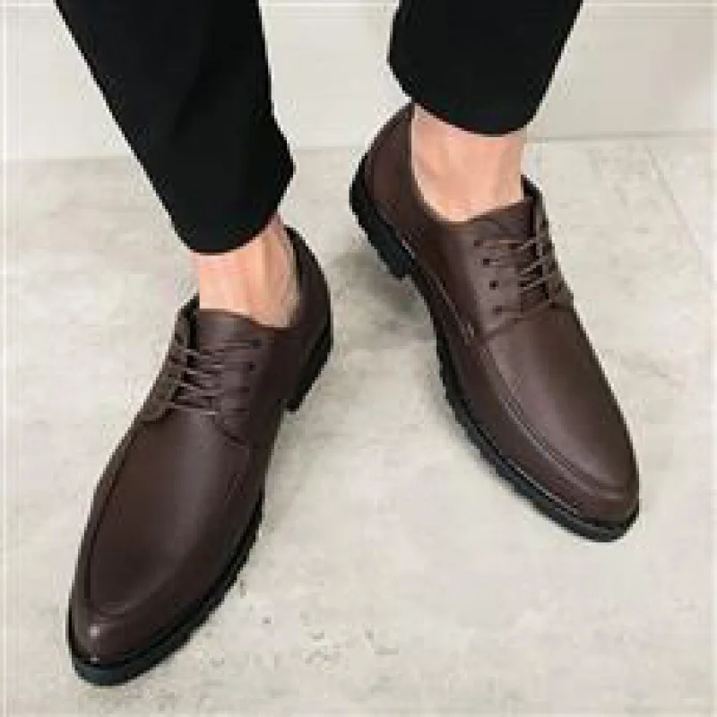 

2023 New Autumn Men's Casual Leather Shoes Business All-Match Men's Shoes Men's Clothing Breathable Lace up Trendy Board Shoes M