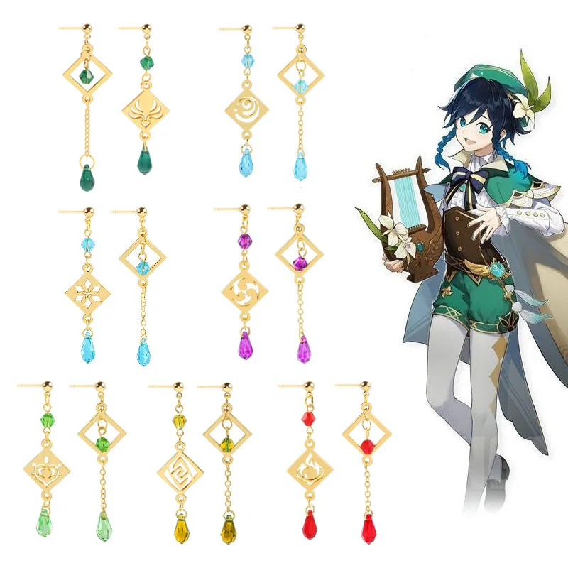 

Genshin Impact Earrings Seven Natural Elements Zhongli Tartaglia Venti Keqing Jewelry Anime lovers Genshin Impact Cosplay