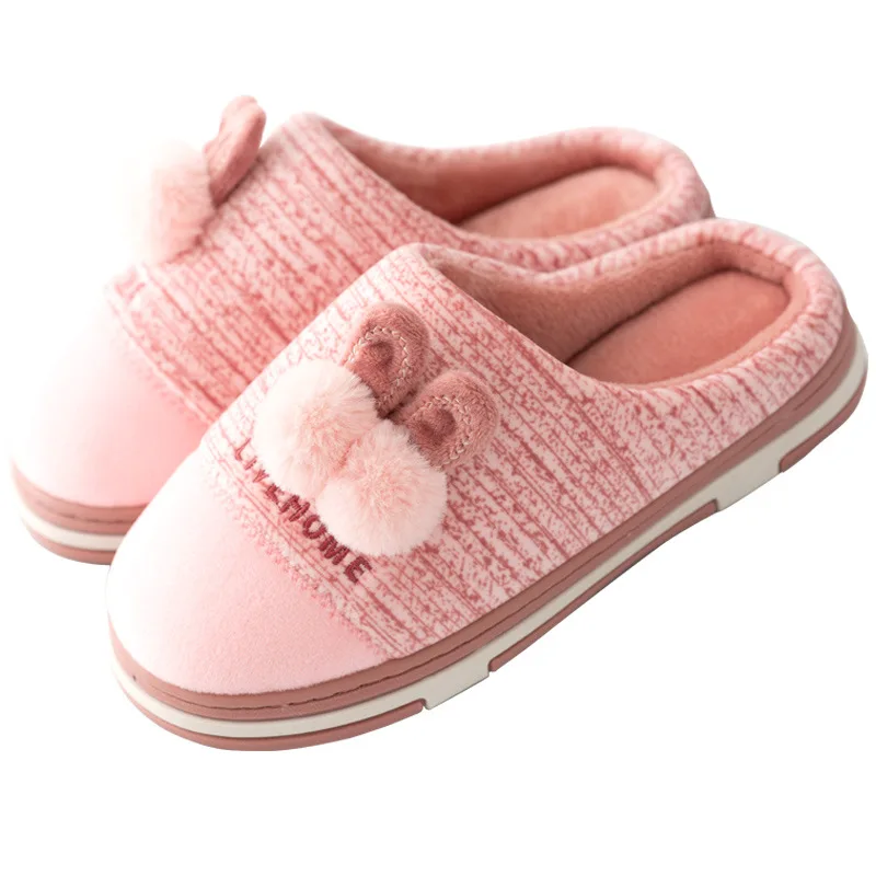 Winter Household Cotton Slippers Female Cute Cartoon Indoor Household Lovers Warm Home Man With Thick Wool Slippers In Winter