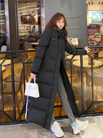 Женское пуховое пальто с хлопковой подкладкой