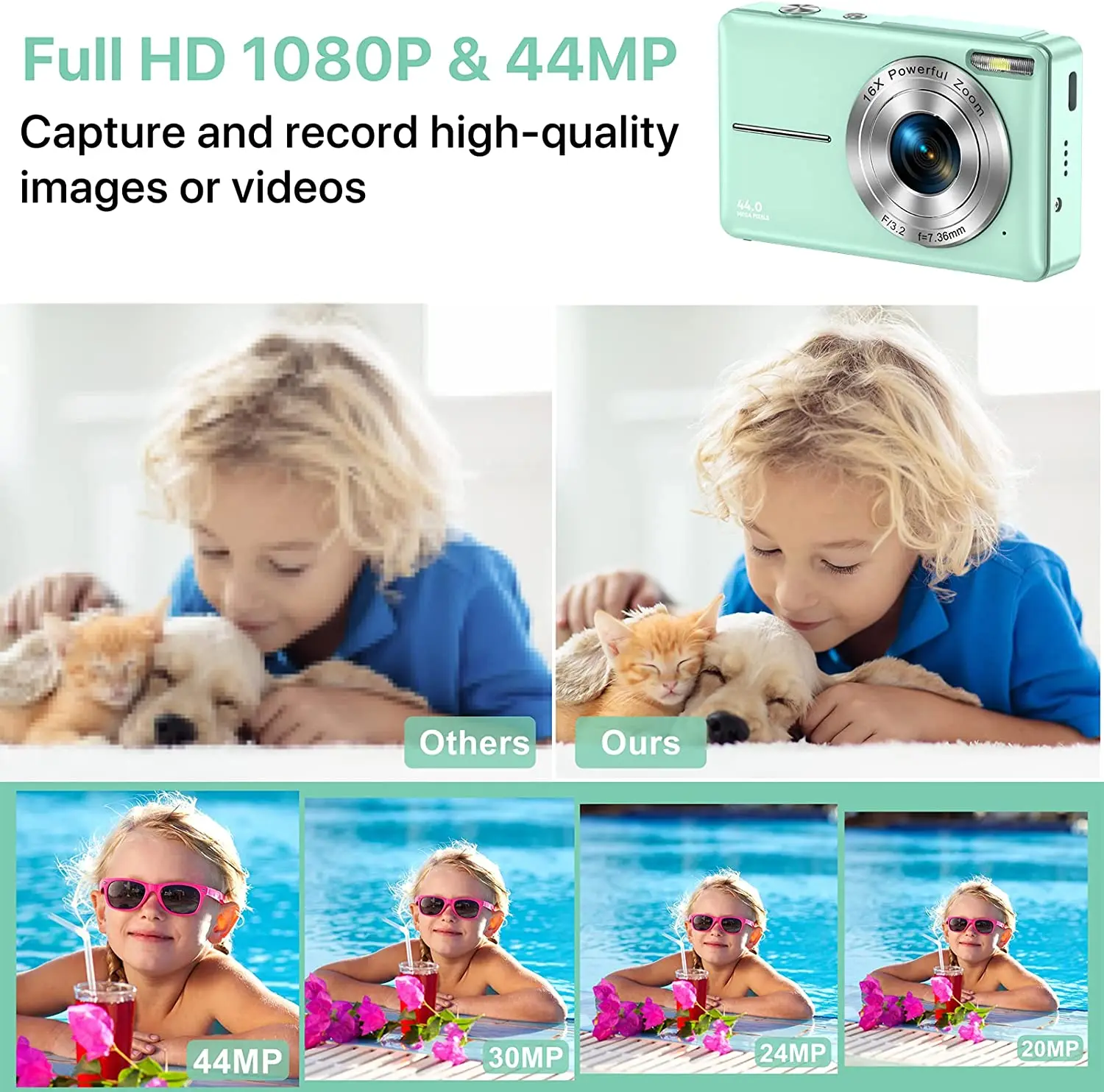 Детская цифровая камера 1080P 32 Гб SD карта 16X