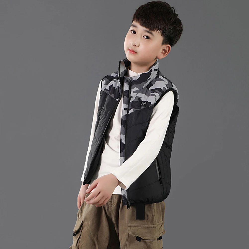

Boy Girl Outdoor Hiking Kids Heated Vest 3 Modes Polyester Daily Thermal Electric Winter Warm USB Powered Soft Washable