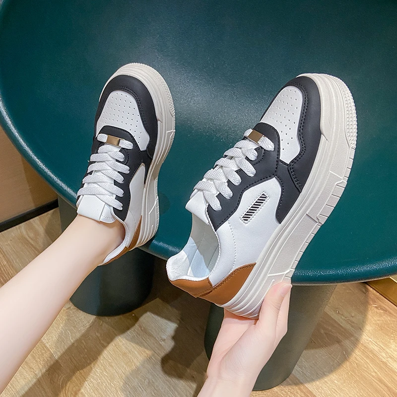 2022 New Autumn White Red Platform Sneakers Women Black Casual Vulcanized Shoes Fashion Comfortable Thick Sole Dad Shoes Lady