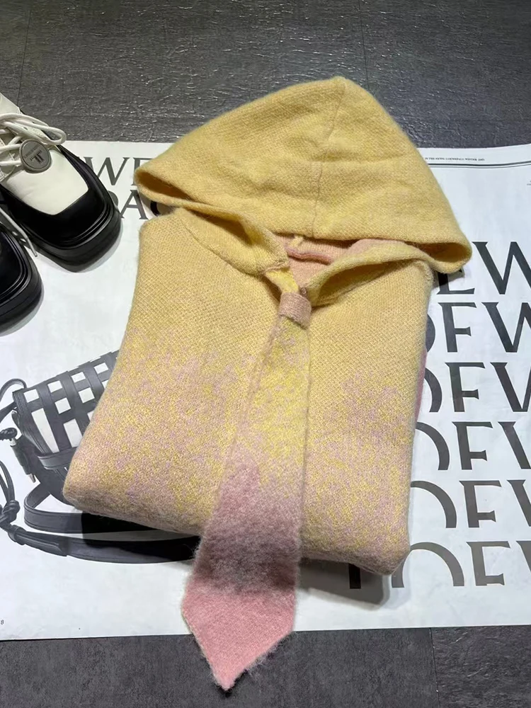 Дизайнерский ретро-градиент красочный галстук декоративный джемпер с капюшоном