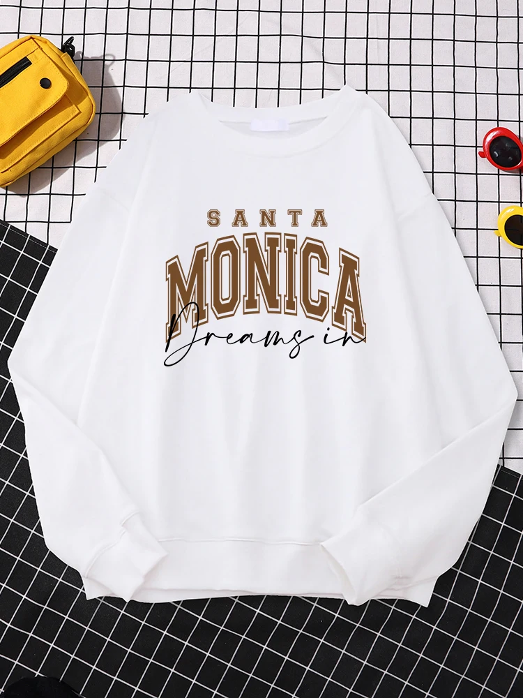 

Original Design Female Sweatshirt Dreams In Santa Monica Printing Streetwear Long Sleeve O-Neck Hoodie Breathable Ladies Clothes