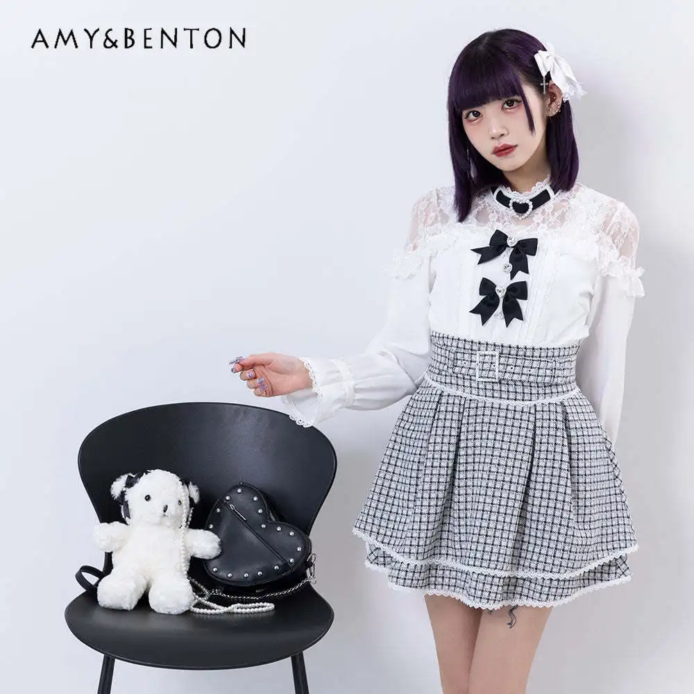 Милая японская рубашка в стиле &quotЛолита&quot с открытыми плечами и длинными