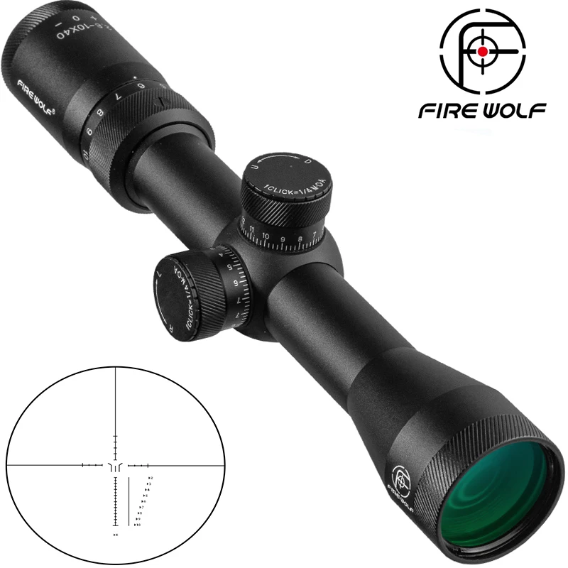 2.8-10X40 Riflescope Hunting Green Reticle Optical Sight Hunting Rifle Scope Tactical Optics Airsoft Air Guns Scopes