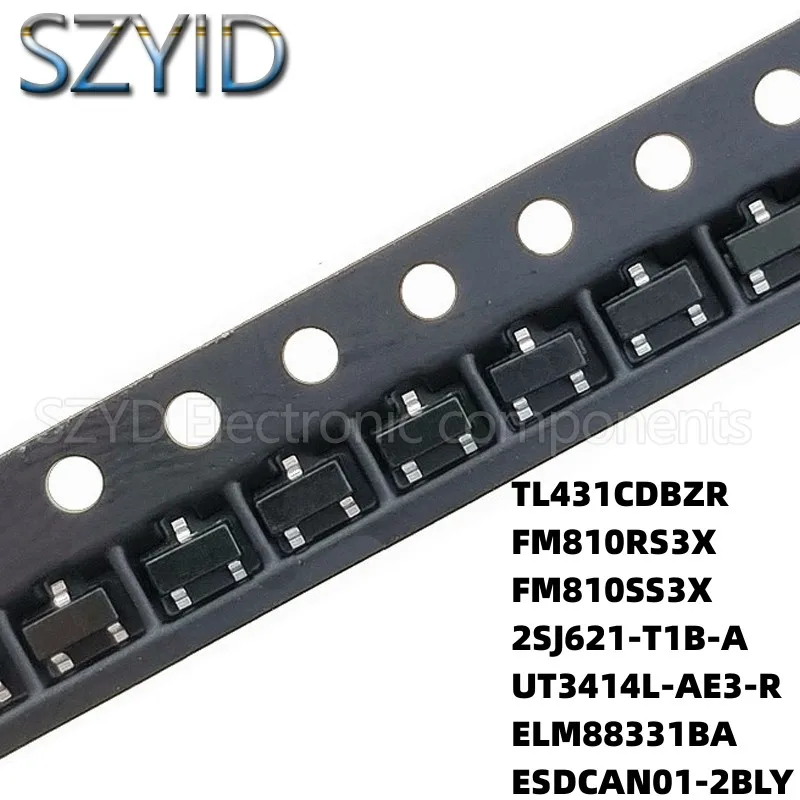 

100 шт. SOT23 TL431CDBZR FM810RS3X FM810SS3X 2SJ621-T1B-A UT3414L-AE3-R ELM88331BA ESDCAN01-2BLY